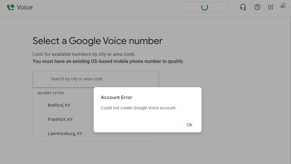 不能创建Google Voice account