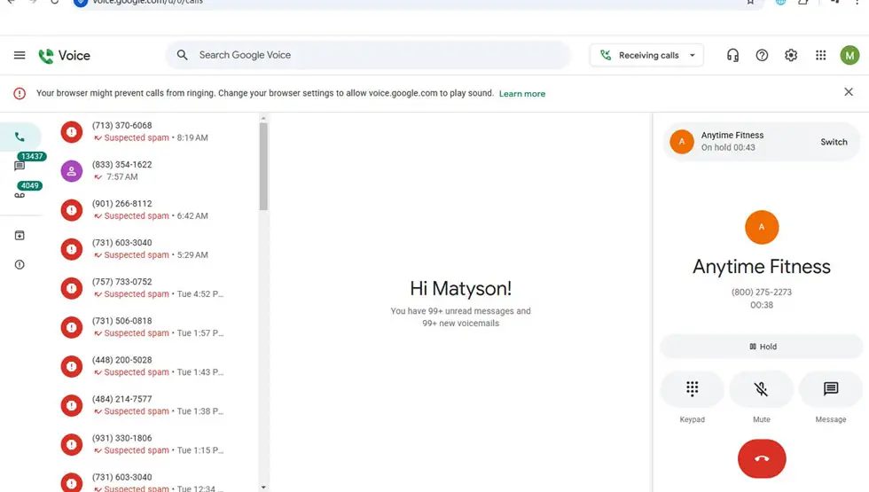 Google Voice 拨打电话